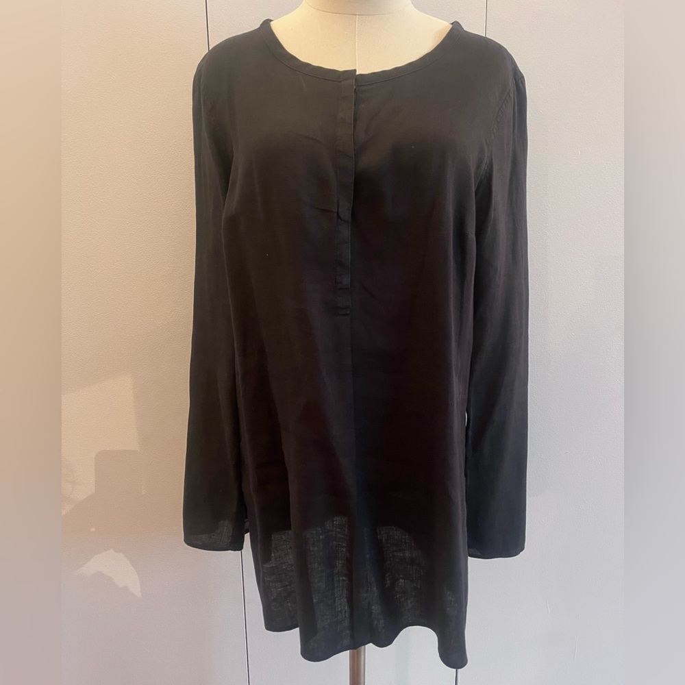 Talbots Linen Tunic Black Sz M